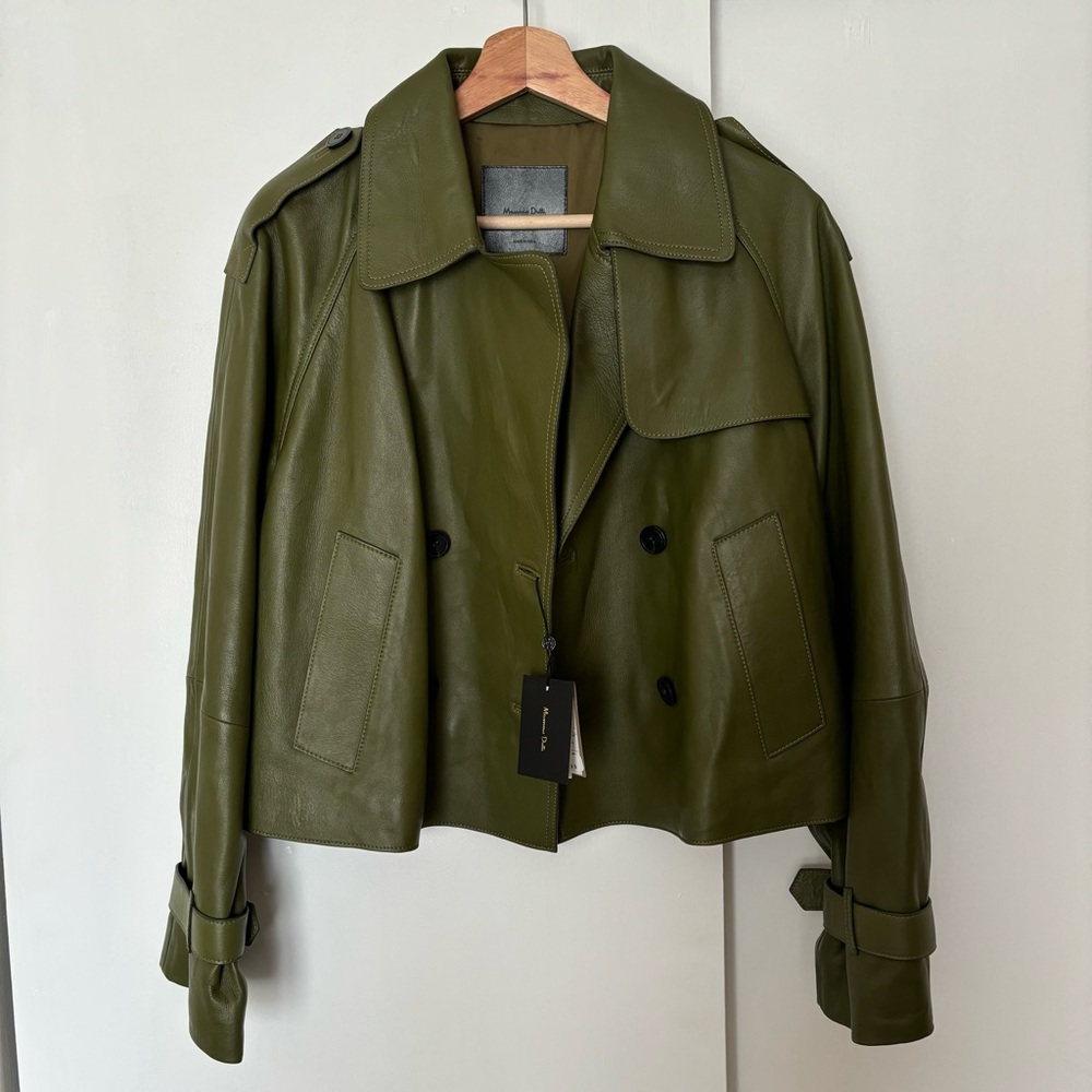 Massimo Dutti Leather Short Nappa Trench Coat